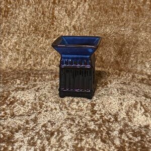Porcelain Oil Burner Black Blue color W/ 1 Tealight & Small Starter Oil Ocean